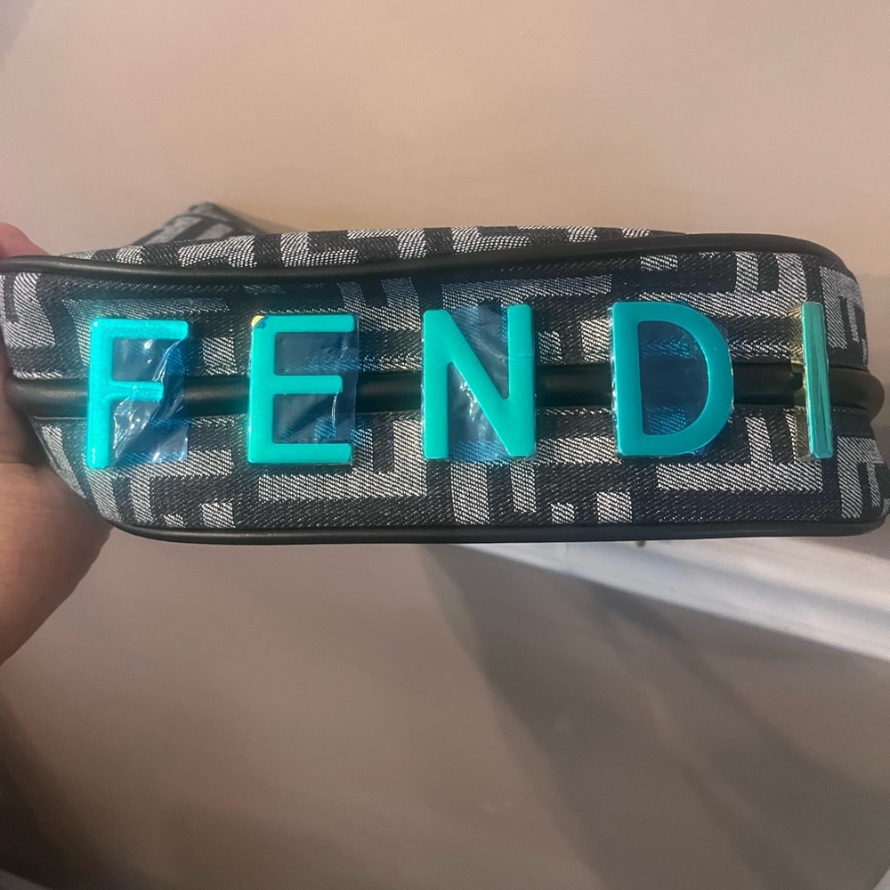 Fendi Designer-Style Navy Patterned Hobo Bag - Picture 6 of 9